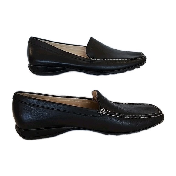 Geox Respira Black Leather Flats Women's EUR 41/US 10-10.5 Made‎ In Italy - Picture 2 of 8